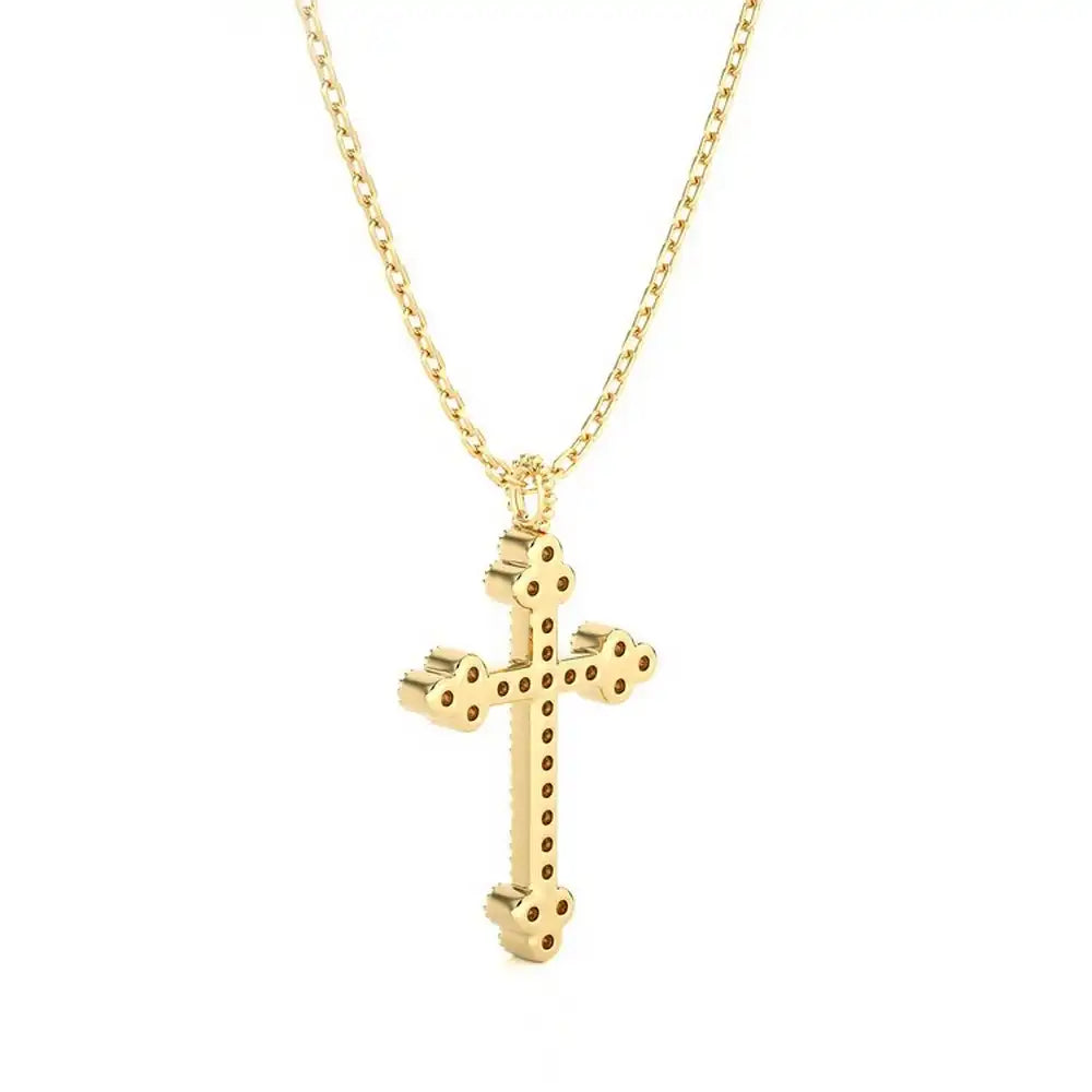 1/8 CTW Natural Round Diamond Cross Pendant