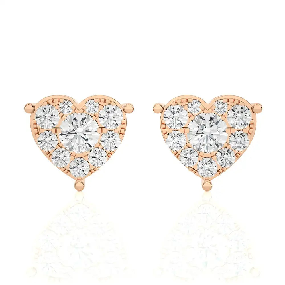 1/2 CTW Elegant Heart Cluster Diamonds Studs