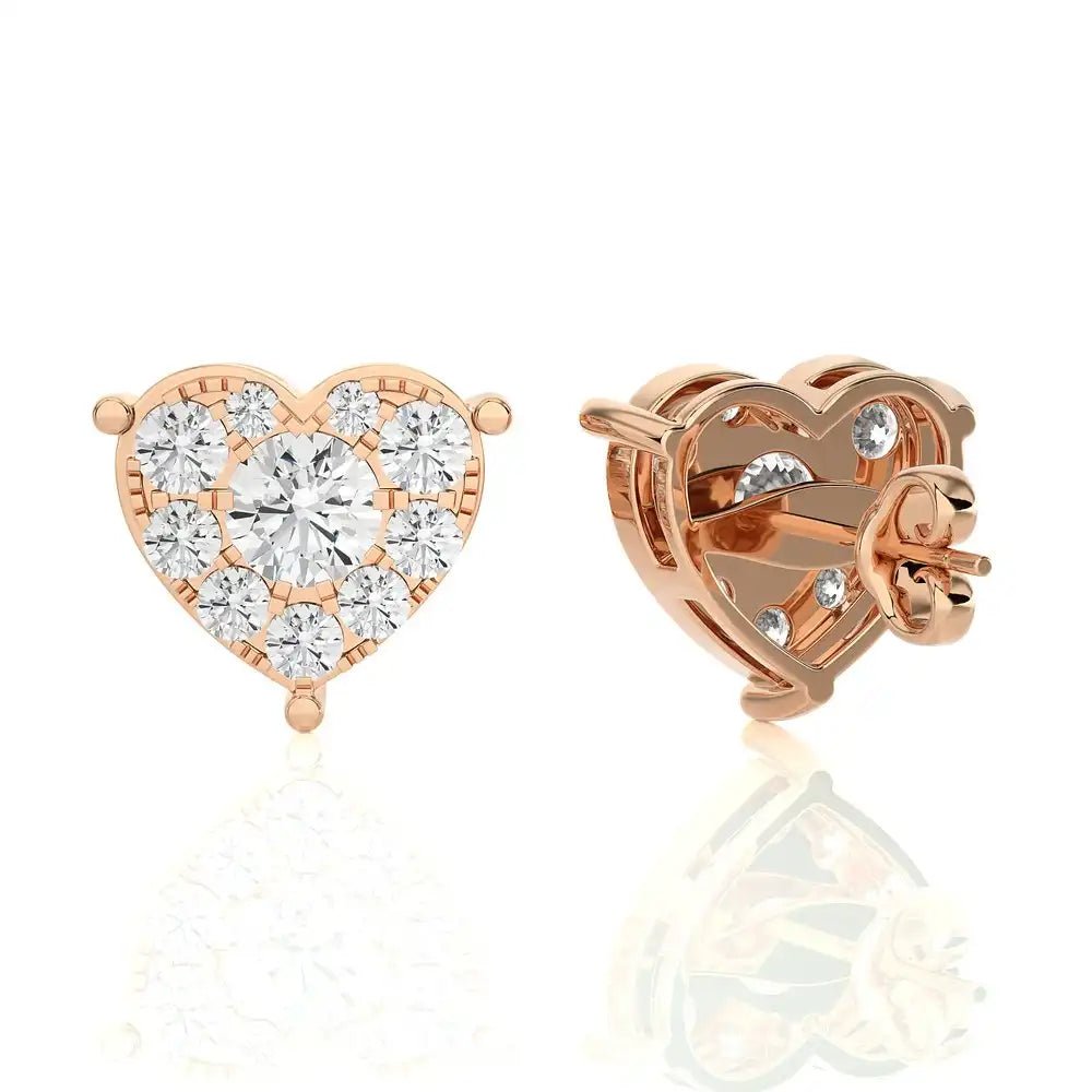 1/2 CTW Elegant Heart Cluster Diamonds Studs