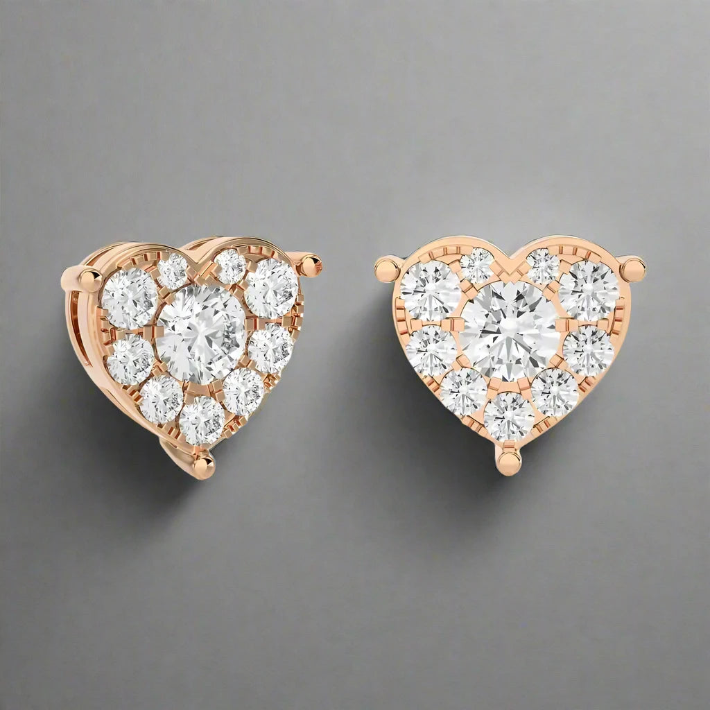 1/2 CTW Elegant Heart Cluster Diamonds Studs