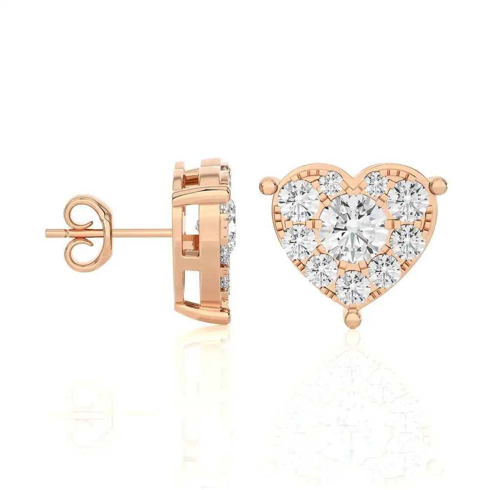 1/2 CTW Elegant Heart Cluster Diamonds Studs