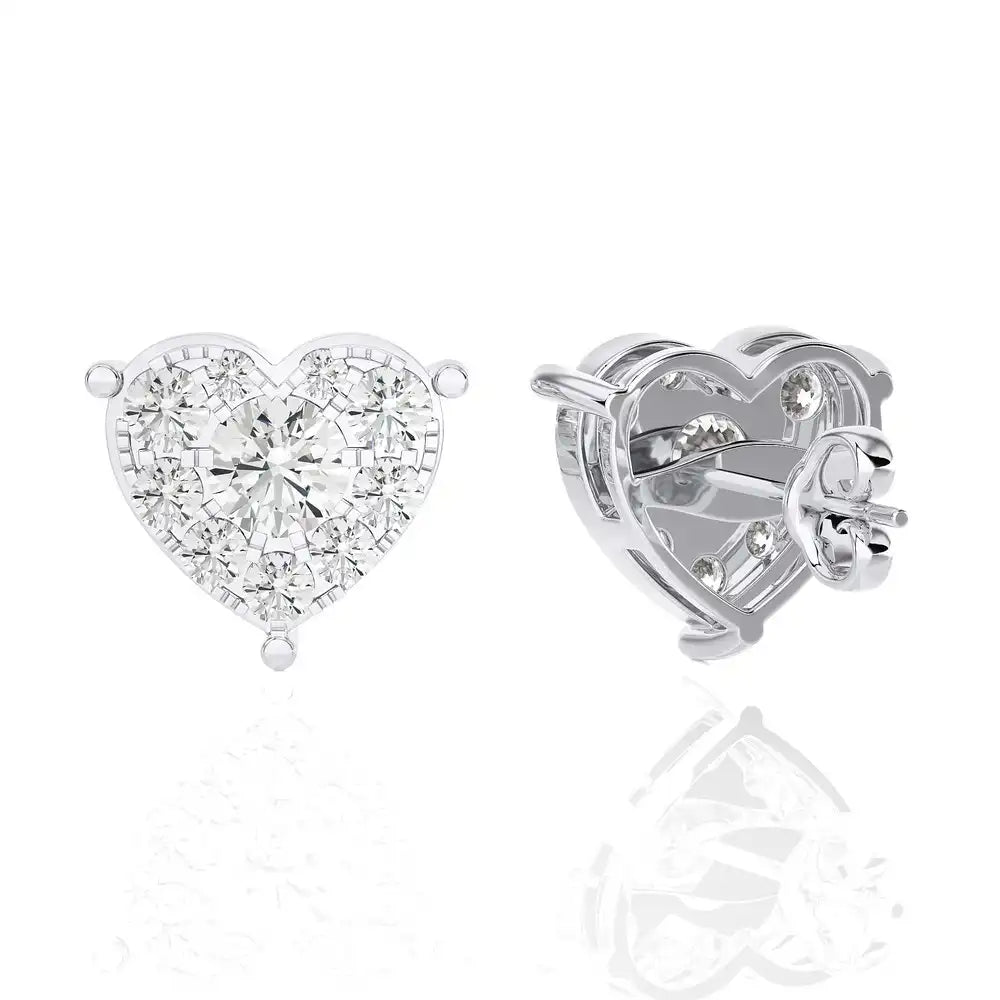 1/2 CTW Elegant Heart Cluster Diamonds Studs