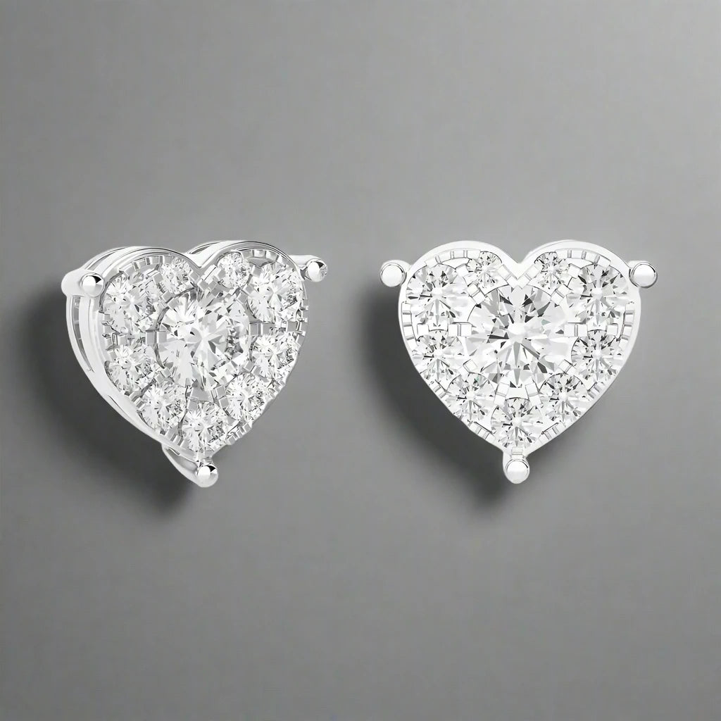 1/2 CTW Elegant Heart Cluster Diamonds Studs