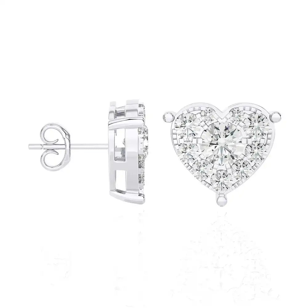 1/2 CTW Elegant Heart Cluster Diamonds Studs