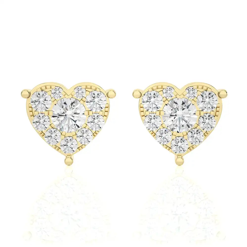 1/2 CTW Elegant Heart Cluster Diamonds Studs