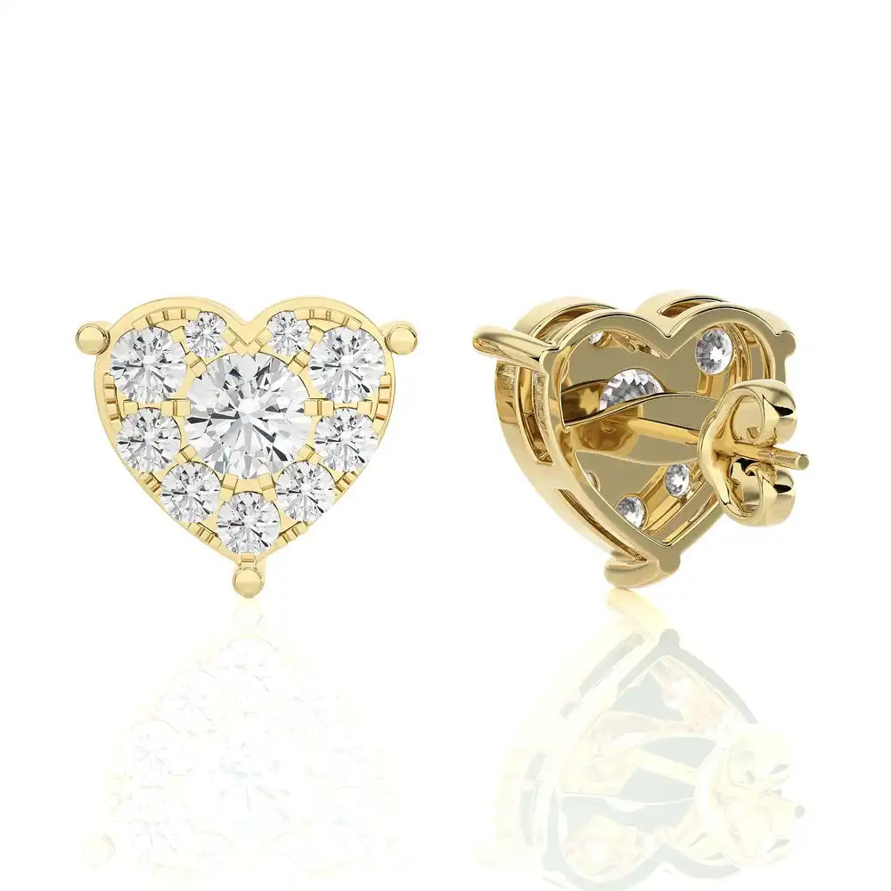 1/2 CTW Elegant Heart Cluster Diamonds Studs