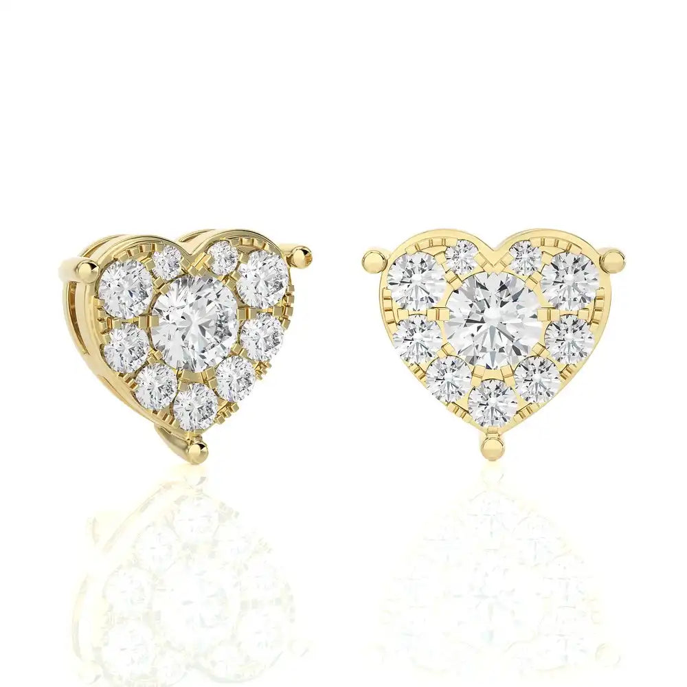 1/2 CTW Elegant Heart Cluster Diamonds Studs