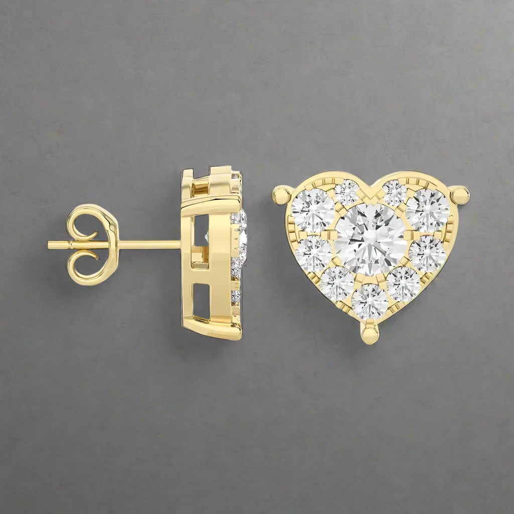 1/2 CTW Elegant Heart Cluster Diamonds Studs