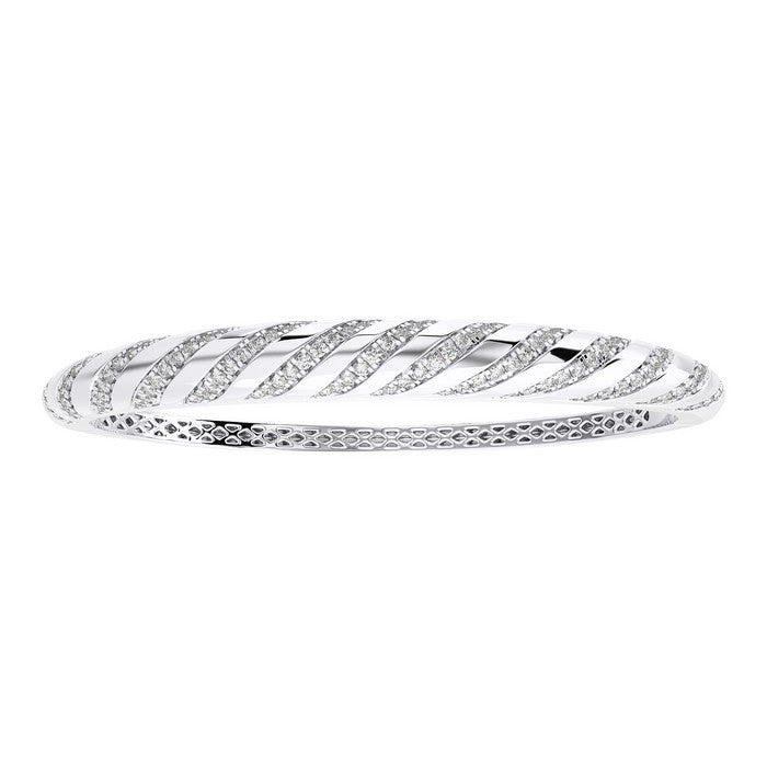 1-1/8 CTW Stylish & Shiny Gold with Pave-set Diamonds Bangle