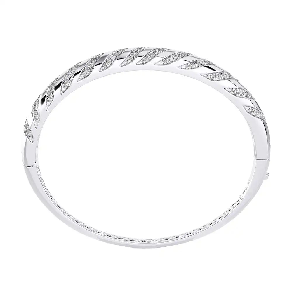 1-1/8 CTW Stylish & Shiny Gold with Pave-set Diamonds Bangle