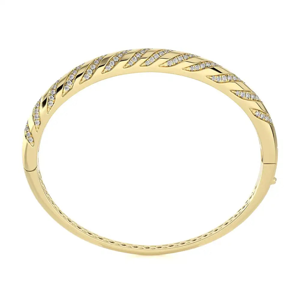 1-1/8 CTW Stylish & Shiny Gold with Pave-set Diamonds Bangle