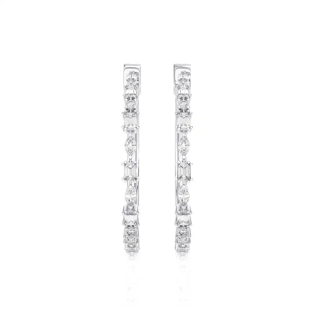 2-1/8 CTW Classic Marquise & Round Diamond Hoop Earring.