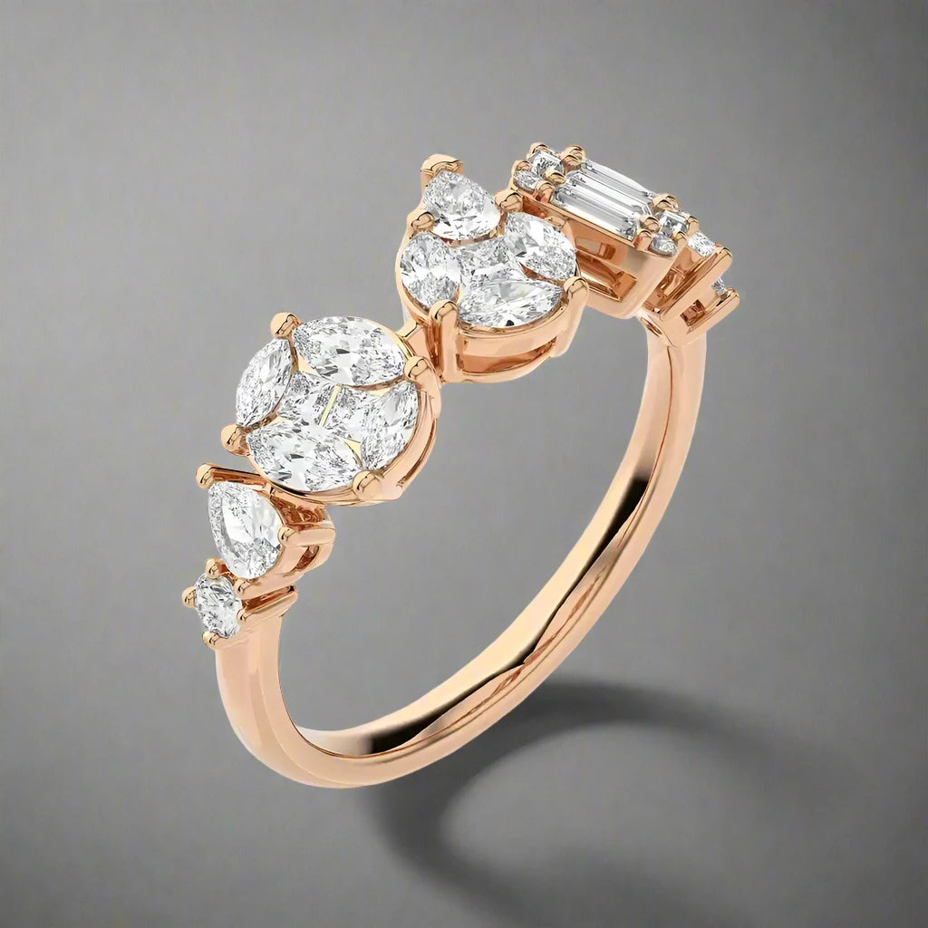 7/8 CTW Fancy Multi-Shape Diamond Statement Ring.