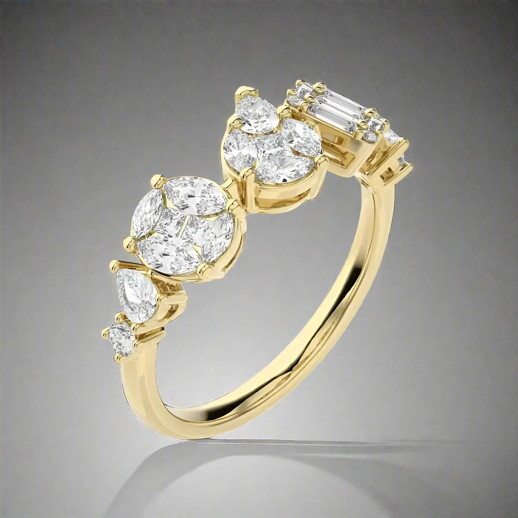 7/8 CTW Fancy Multi-Shape Diamond Statement Ring.