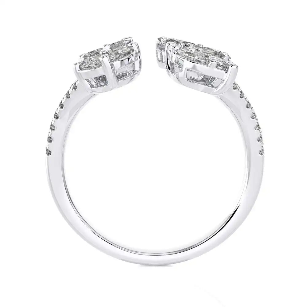 1 CTW Elegant Fancy Open Ring with Pave Diamonds