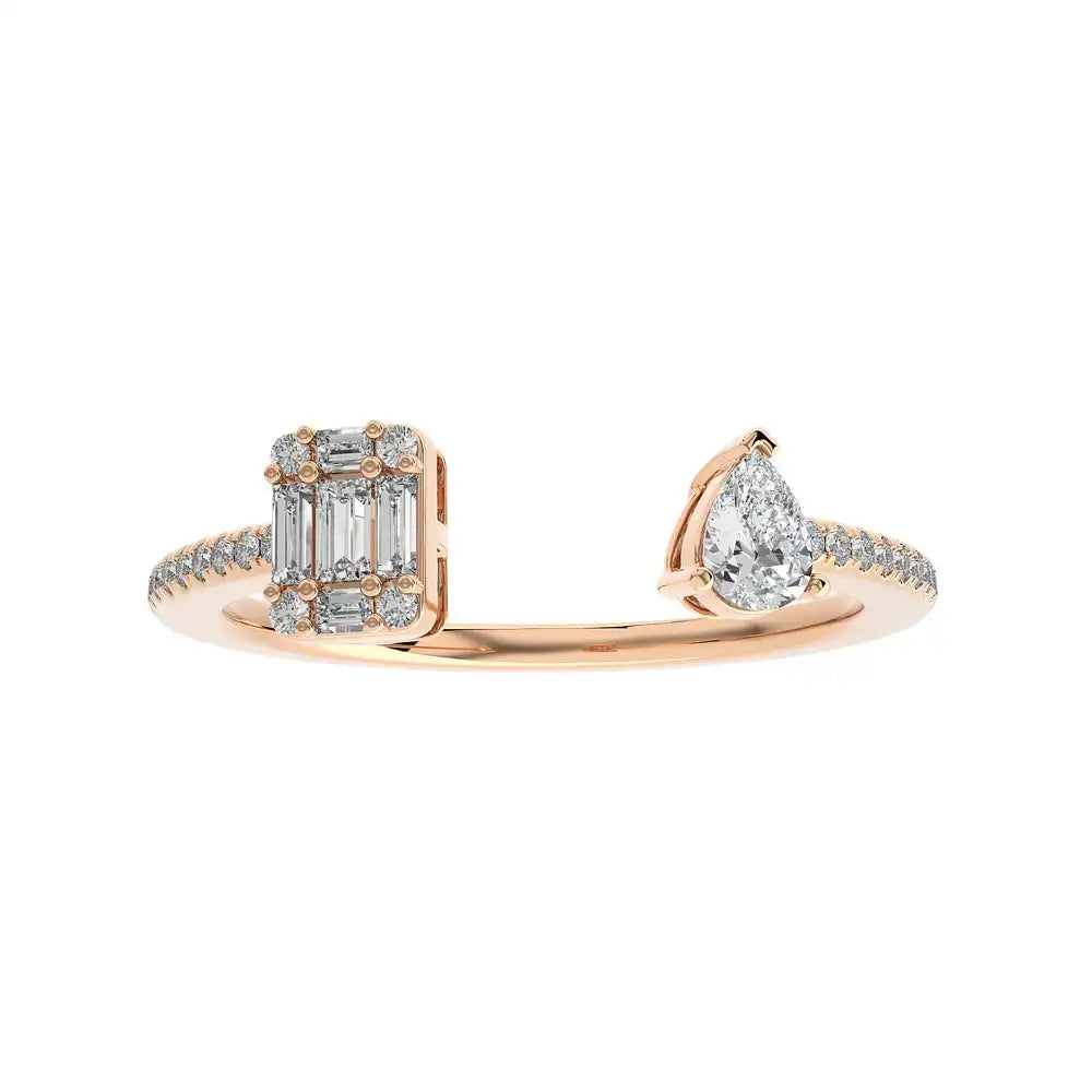 1/3 CTW Baguette & Pear Diamond Elegant Open Ring.