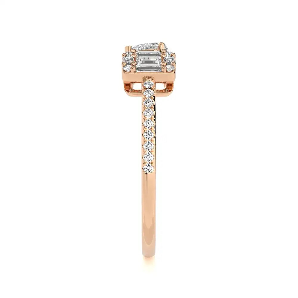 1/3 CTW Baguette & Pear Diamond Elegant Open Ring.