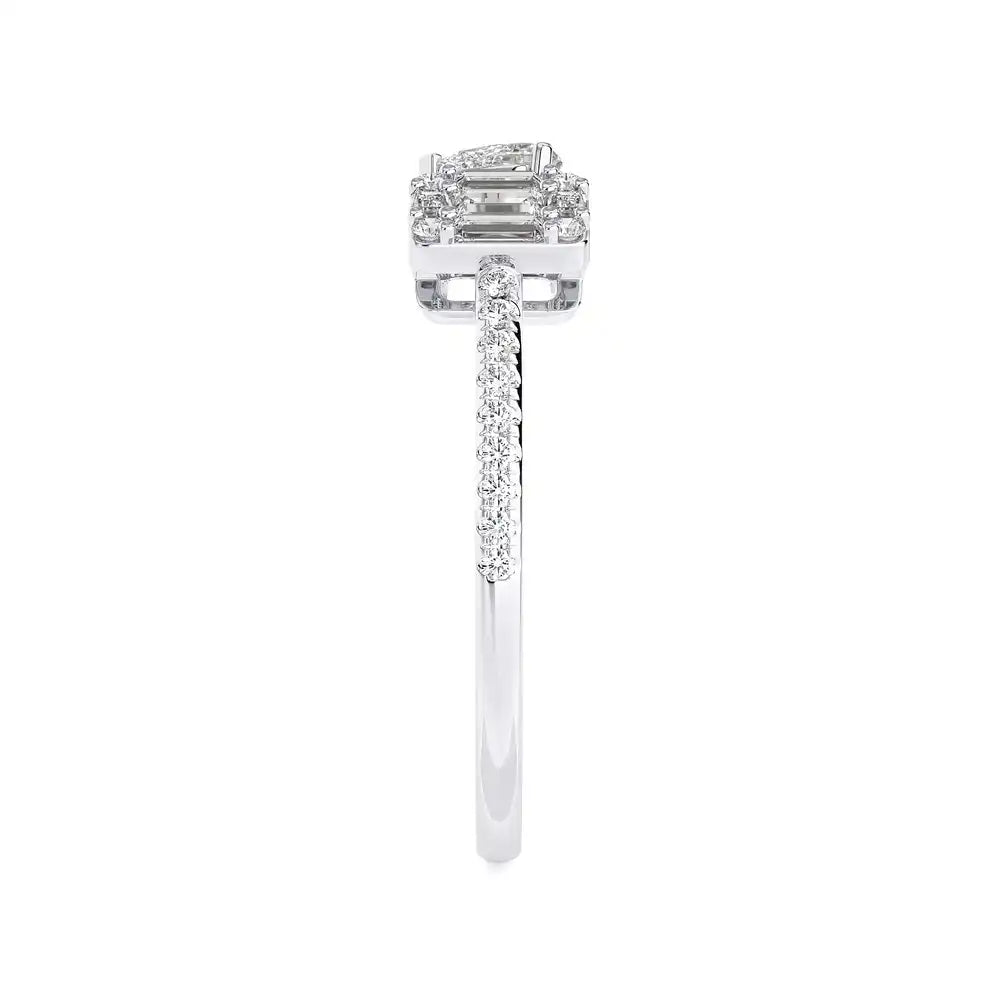 1/3 CTW Baguette & Pear Diamond Elegant Open Ring.