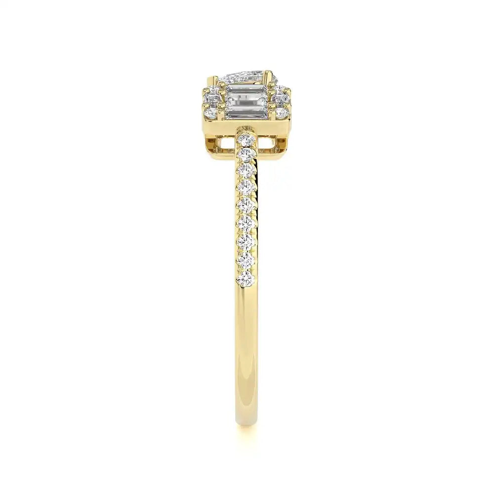 1/3 CTW Baguette & Pear Diamond Elegant Open Ring.