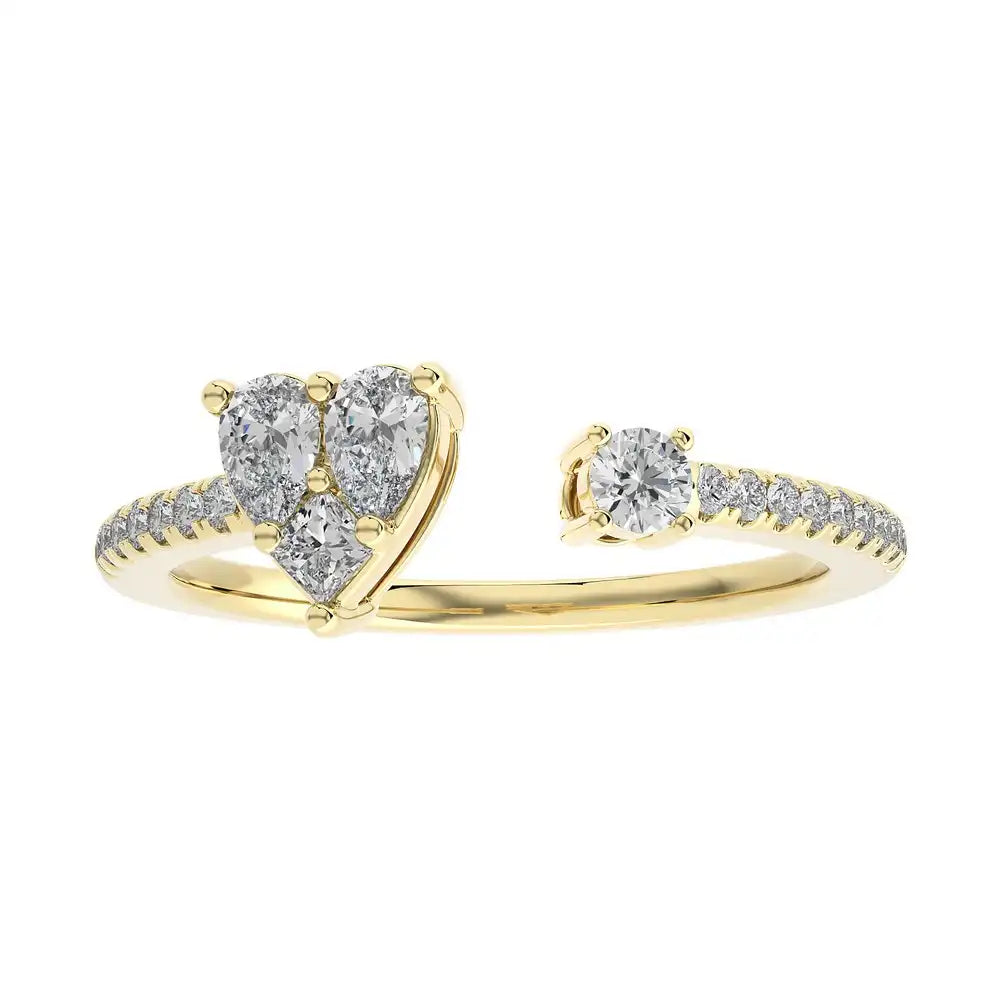 3/8 CTW Diamond Heart & Round Open Ring.