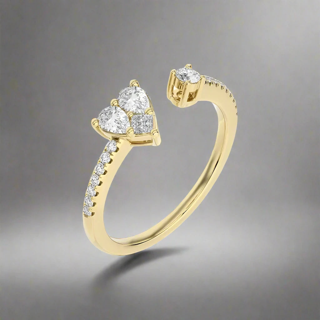 3/8 CTW Diamond Heart & Round Open Ring.