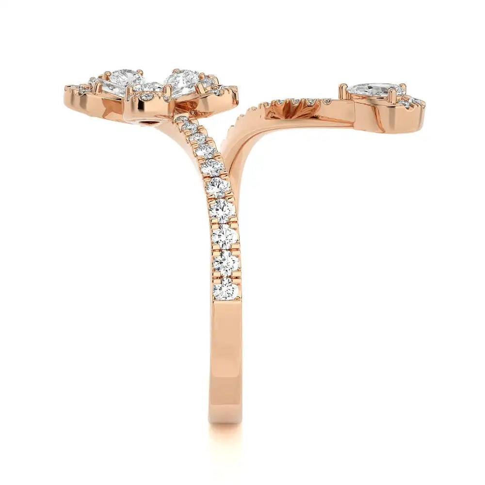 7/8 CTW Diamond Floral Bypass ring.