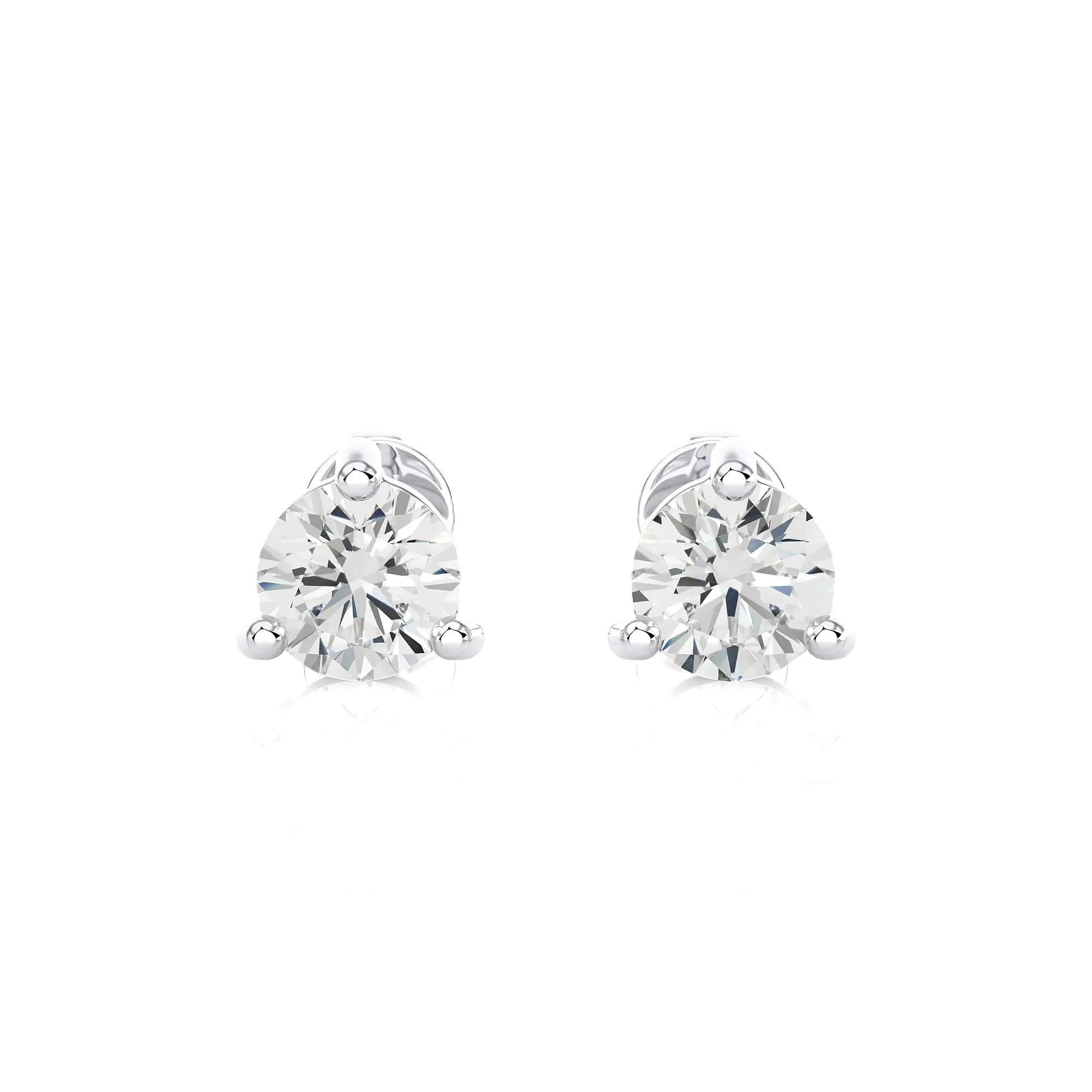 3 Prong Martini Natural Diamonds Stud Earring.