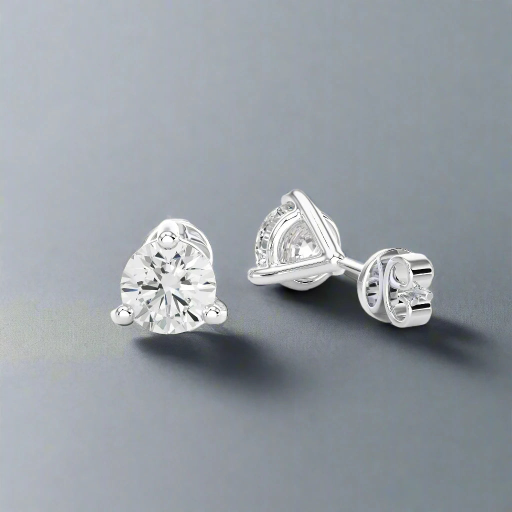 3 Prong Martini Natural Diamonds Stud Earring.