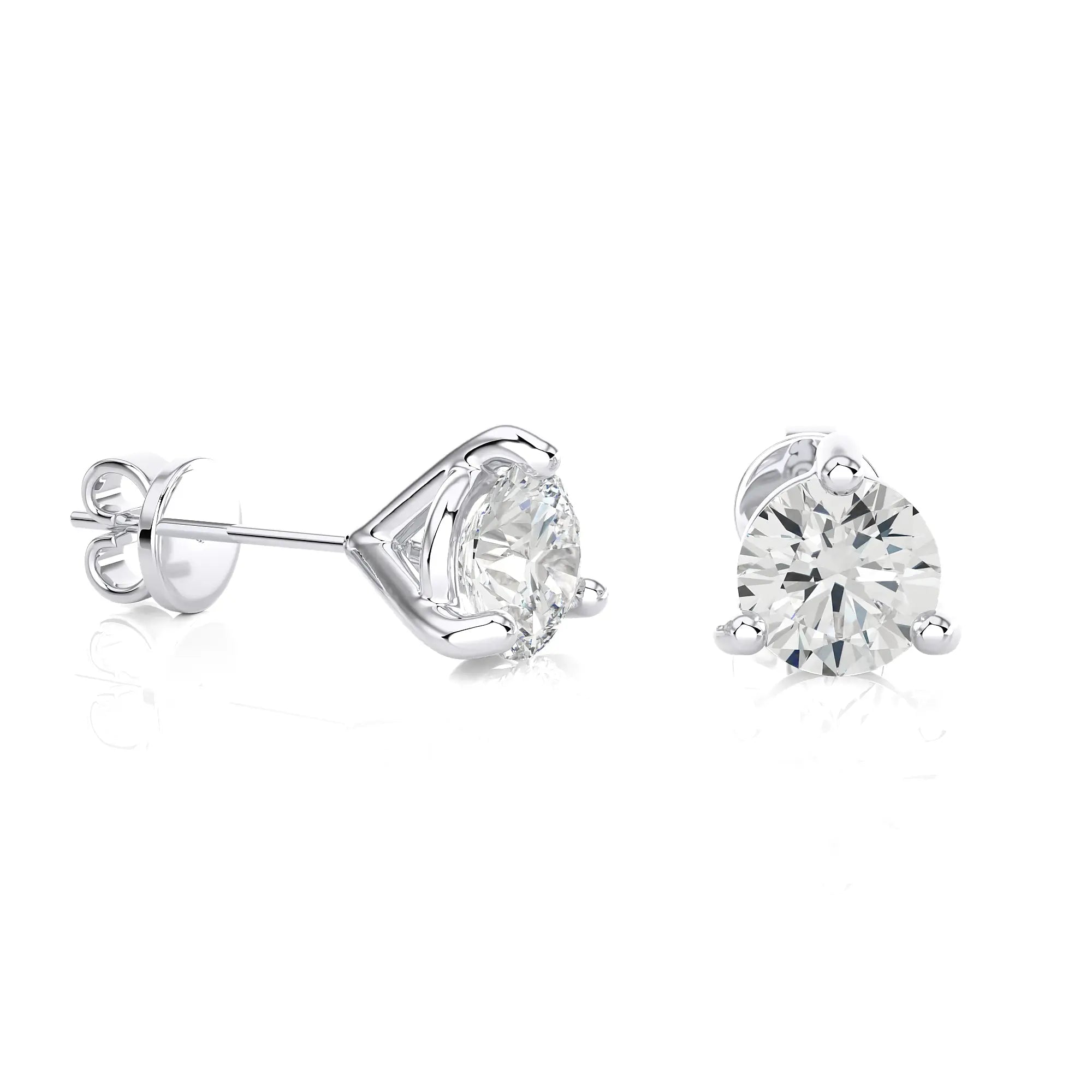 3 Prong Martini Natural Diamonds Stud Earring.