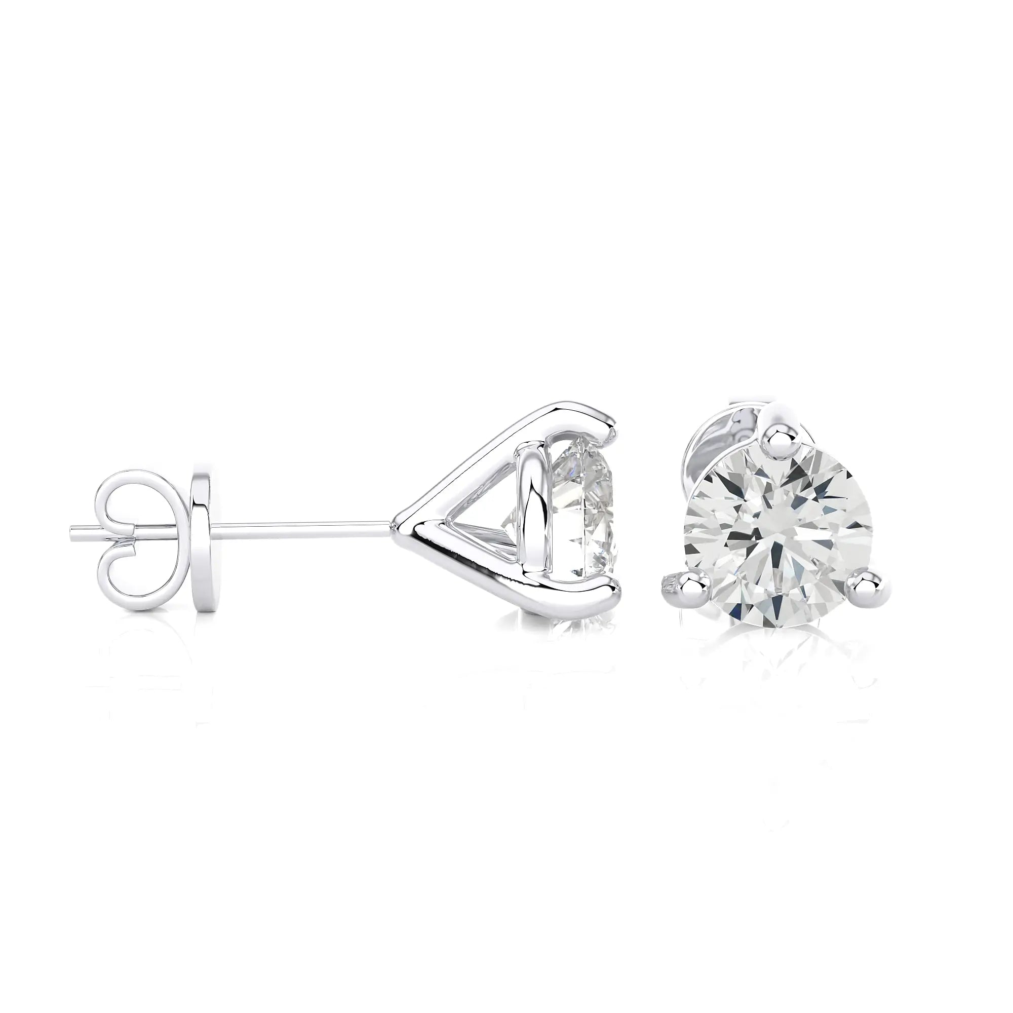 3 Prong Martini Natural Diamonds Stud Earring.