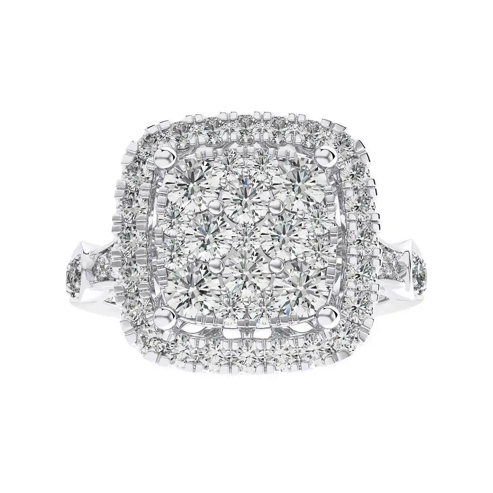 1-1/2 CTW Stunning Engagement Ring with Cluster Cushion