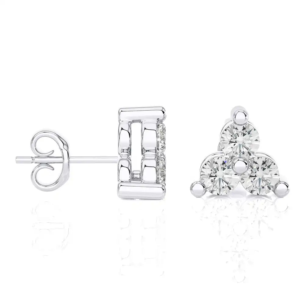 1/2 CTW Diamond Trinity Stud Earring