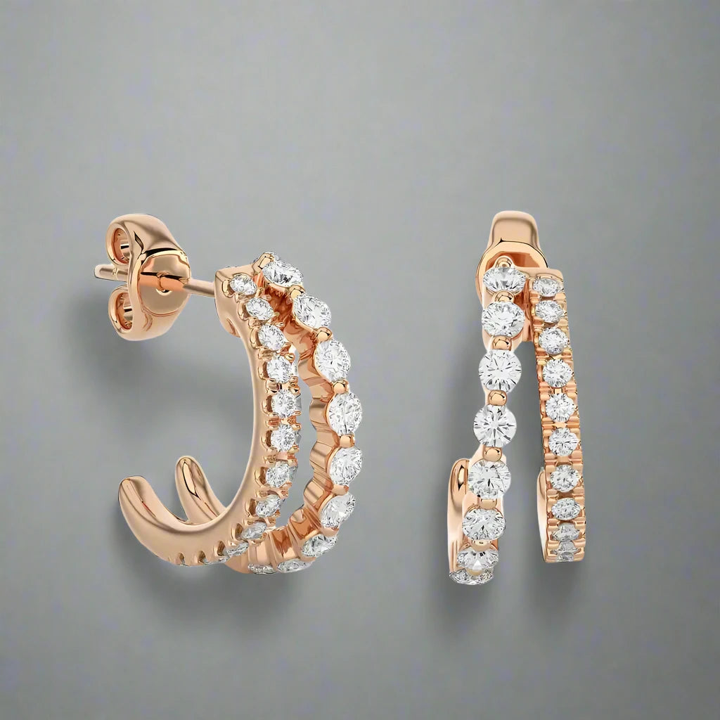 3/8 CTW Diamond Dazzling Fashion Double Huggie Earrings