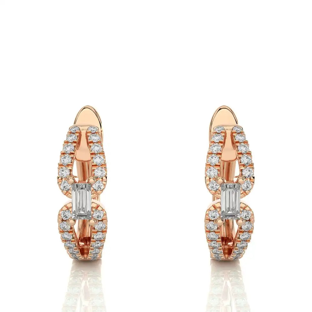 3/8 CTW Diamond Baguette Classic Huggie Earrings