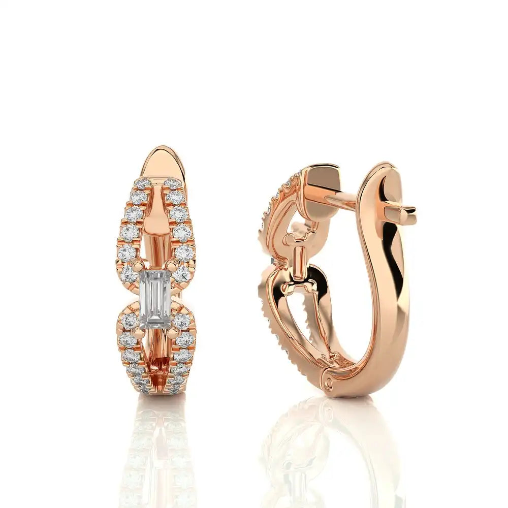 3/8 CTW Diamond Baguette Classic Huggie Earrings