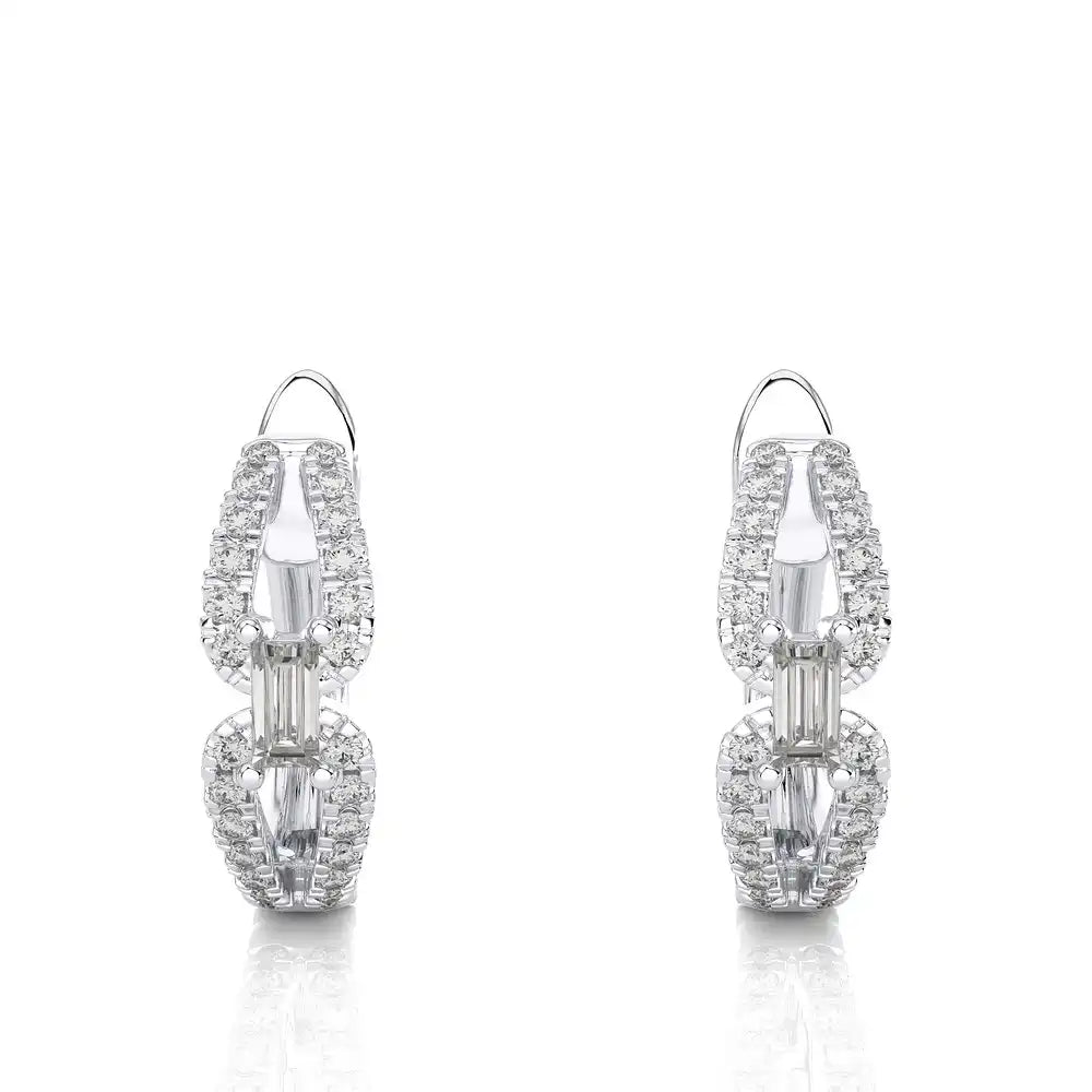 3/8 CTW Diamond Baguette Classic Huggie Earrings