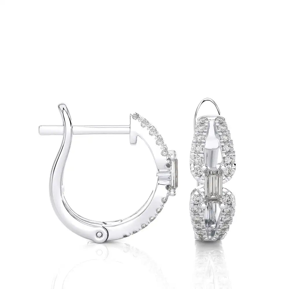 3/8 CTW Diamond Baguette Classic Huggie Earrings