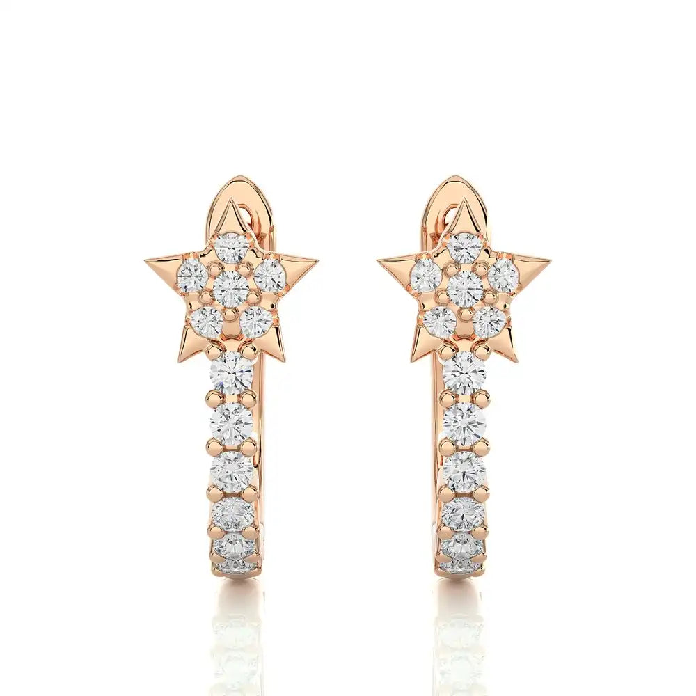 1/4 CTW Diamond Stellar Sparkle Star Shaped Huggie Earring