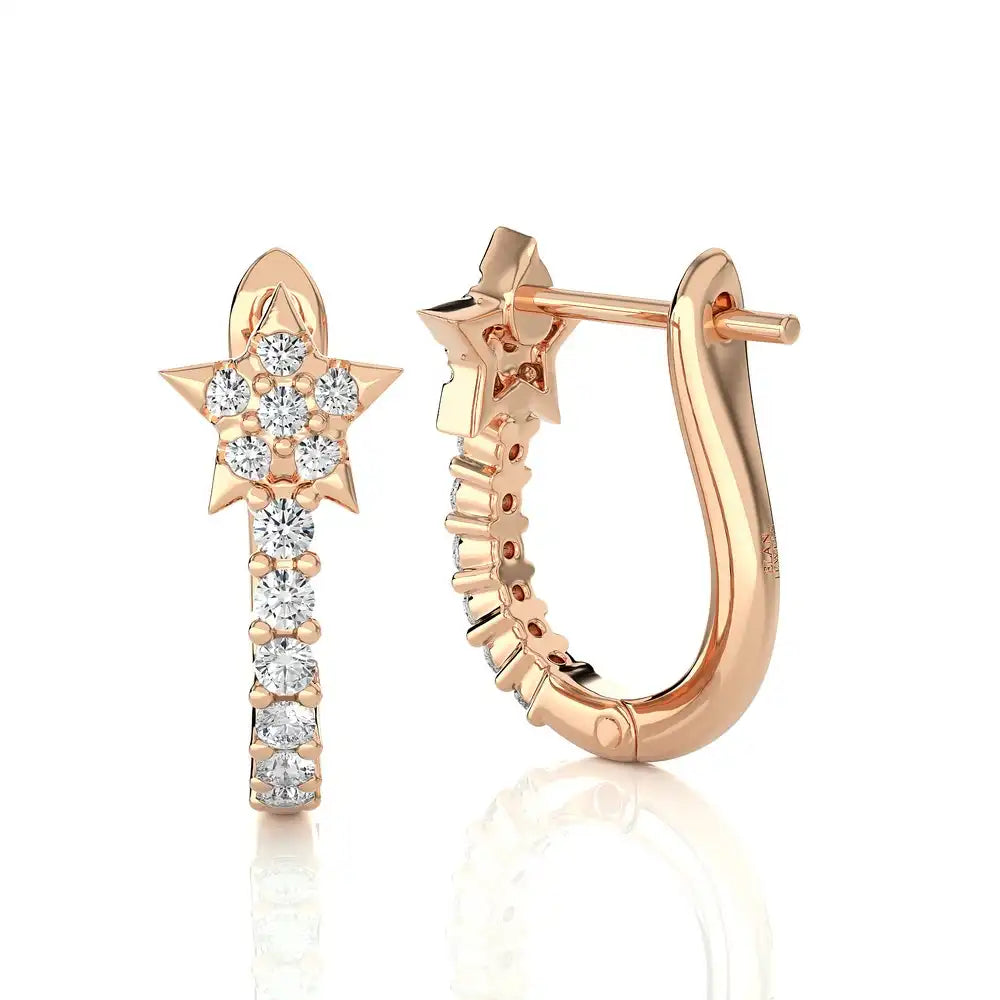 1/4 CTW Diamond Stellar Sparkle Star Shaped Huggie Earring