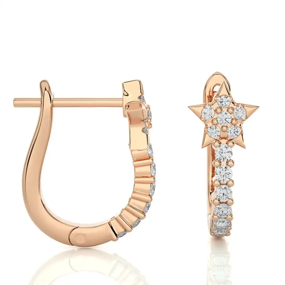 1/4 CTW Diamond Stellar Sparkle Star Shaped Huggie Earring