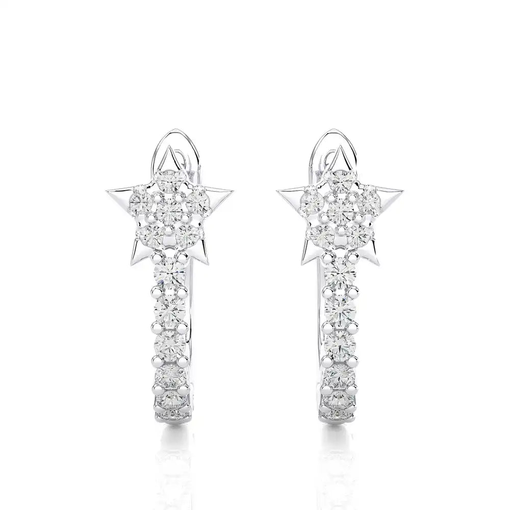 1/4 CTW Diamond Stellar Sparkle Star Shaped Huggie Earring