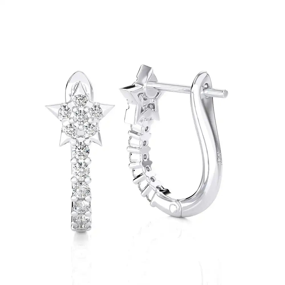 1/4 CTW Diamond Stellar Sparkle Star Shaped Huggie Earring