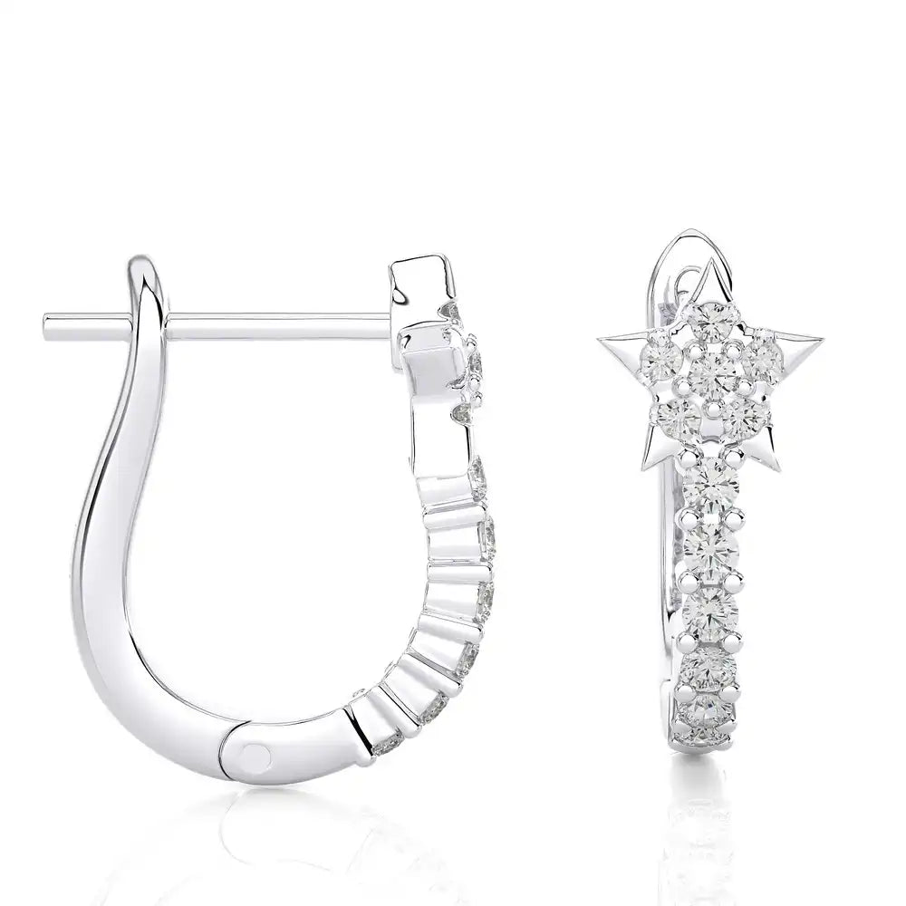 1/4 CTW Diamond Stellar Sparkle Star Shaped Huggie Earring