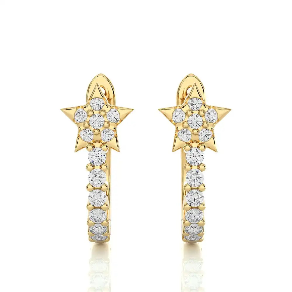 1/4 CTW Diamond Stellar Sparkle Star Shaped Huggie Earring