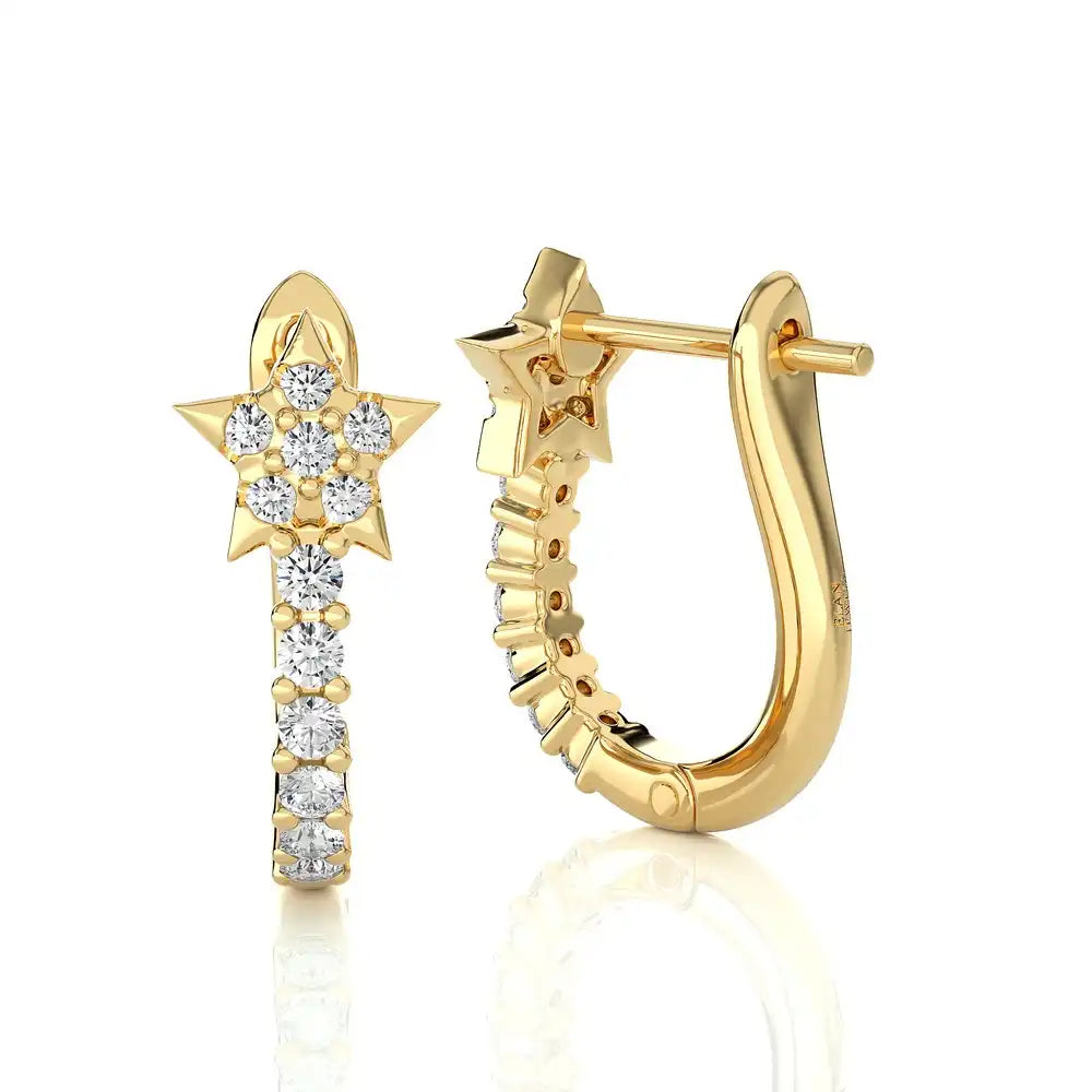 1/4 CTW Diamond Stellar Sparkle Star Shaped Huggie Earring