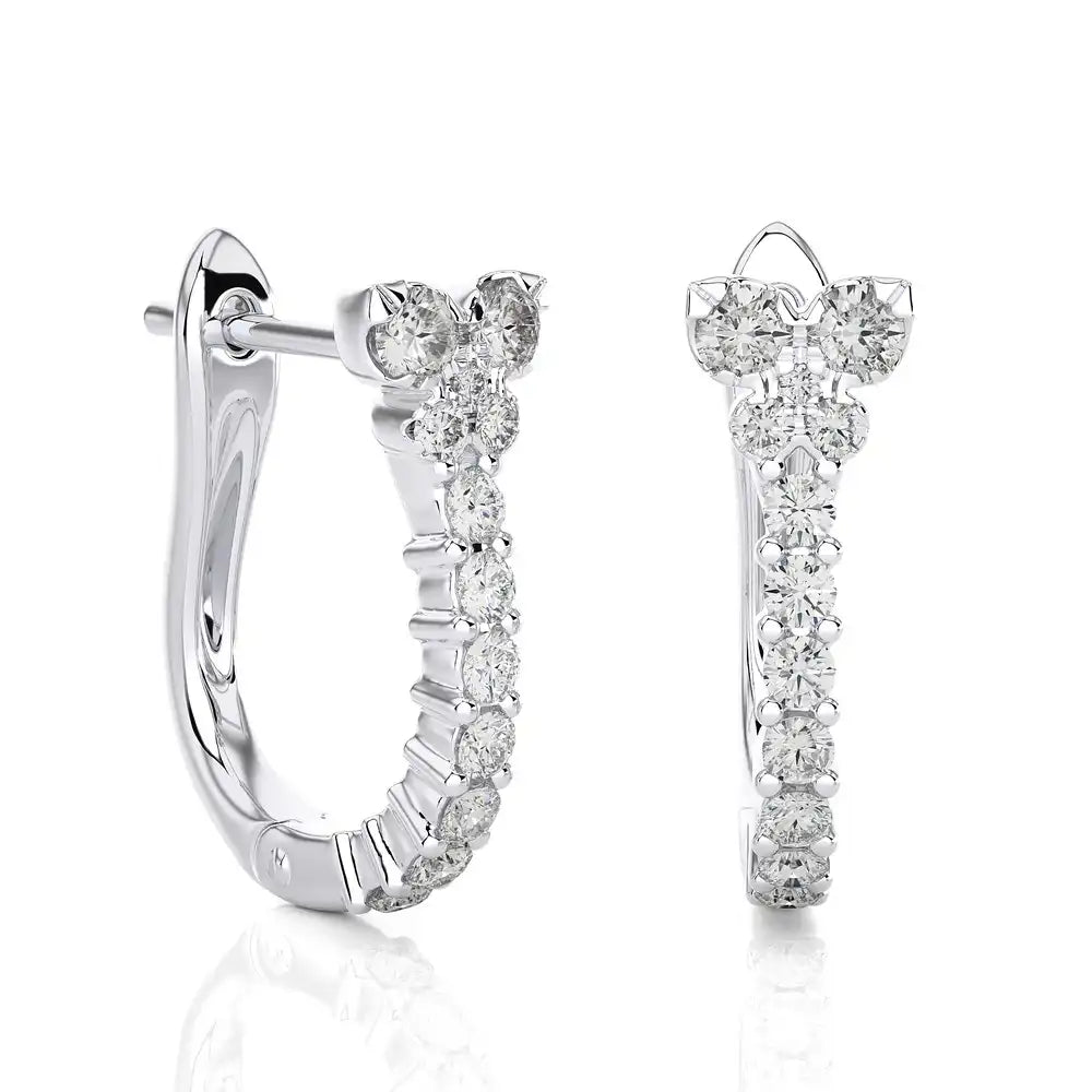 1/4 CTW Diamond Butterfly Fluttering Huggie Earrings