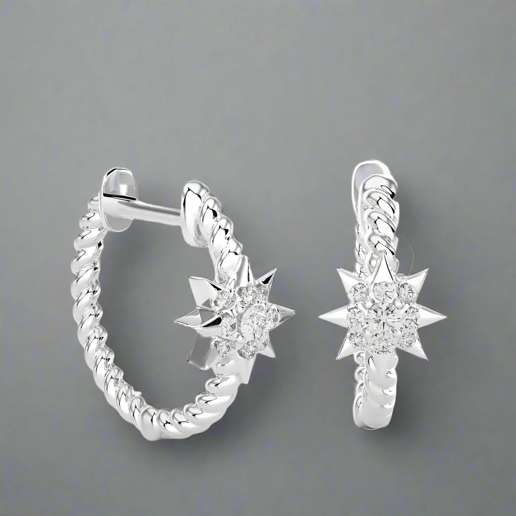 1/15 CTW Diamond Star Studded Fancy Earrings