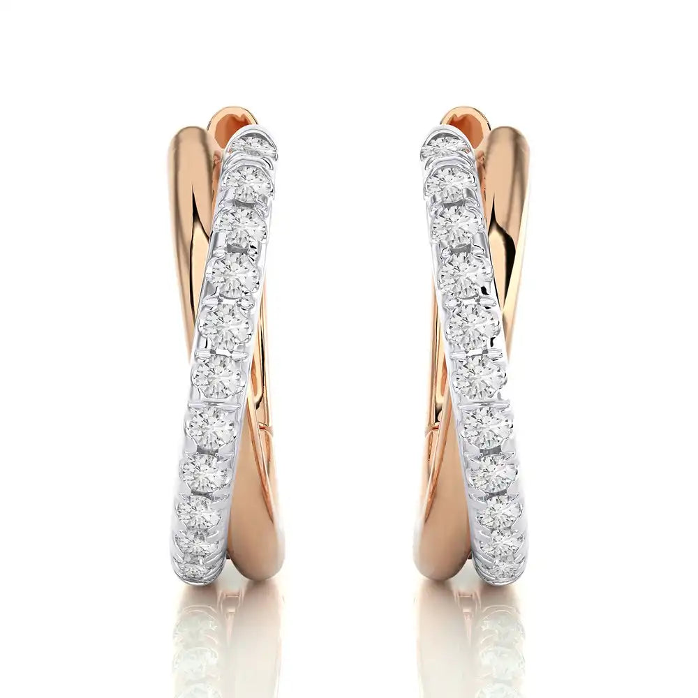 1/6 CTW Elegance in Symmetry: Diamond & Gold Huggies Earrings