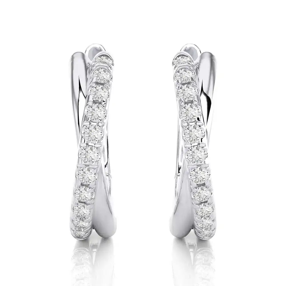 1/6 CTW Elegance in Symmetry: Diamond & Gold Huggies Earrings