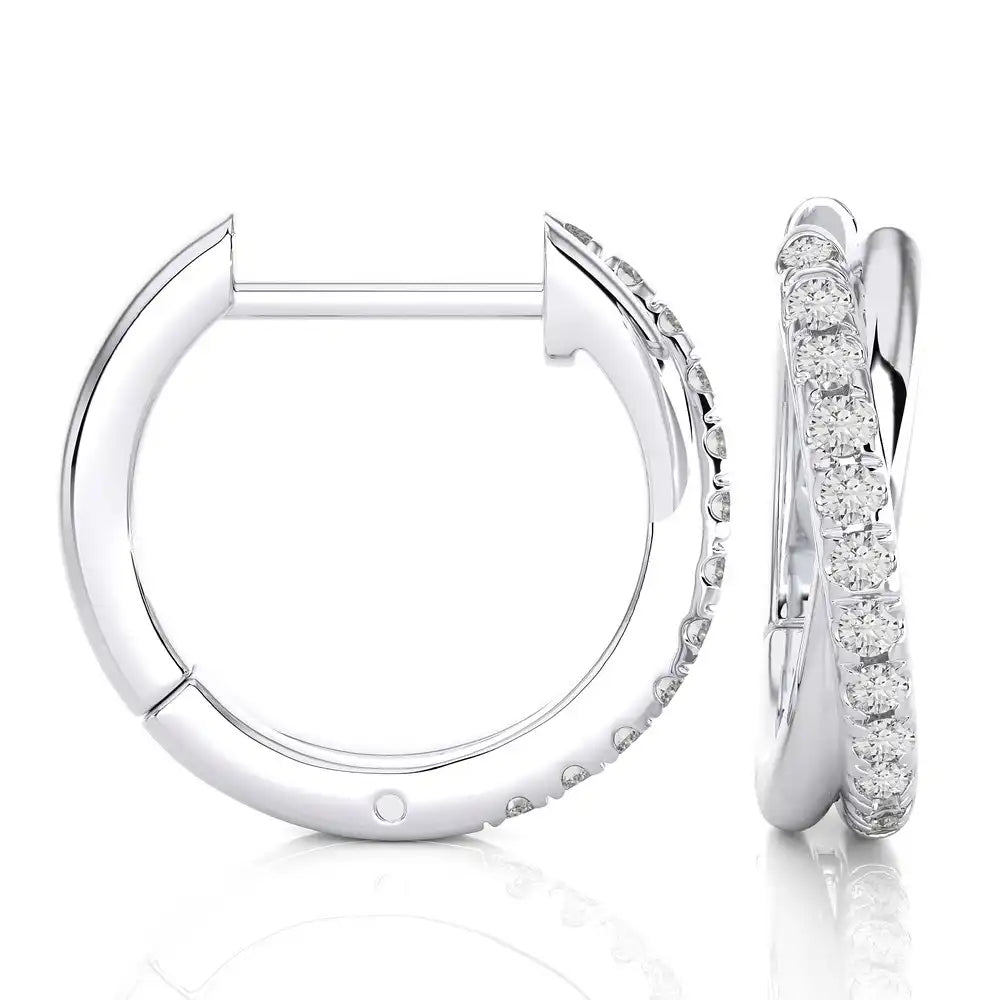 1/6 CTW Elegance in Symmetry: Diamond & Gold Huggies Earrings